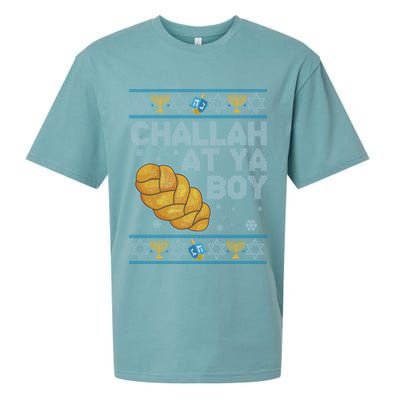 Funny Challah At Ya Boy Ugly Hanukkah Sweater Sueded Cloud Jersey T-Shirt