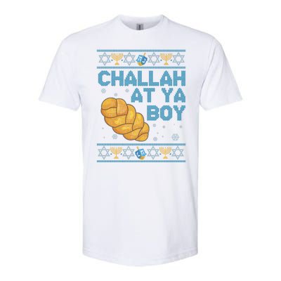 Funny Challah At Ya Boy Ugly Hanukkah Sweater Softstyle CVC T-Shirt