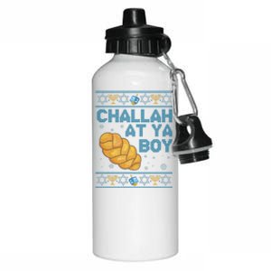 Funny Challah At Ya Boy Ugly Hanukkah Sweater Aluminum Water Bottle