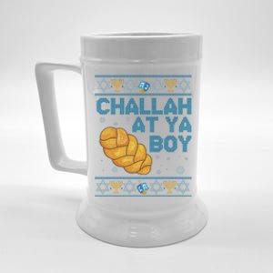 Funny Challah At Ya Boy Ugly Hanukkah Sweater Beer Stein