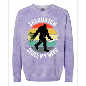 Funny Cannabis And Sci Fi 420 Sasquatch Stole My Weed Colorblast Crewneck Sweatshirt