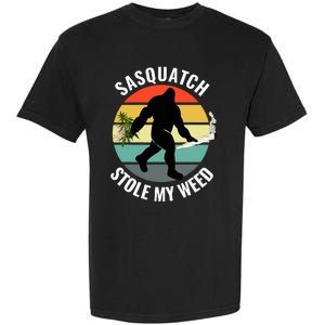 Funny Cannabis And Sci Fi 420 Sasquatch Stole My Weed Garment-Dyed Heavyweight T-Shirt