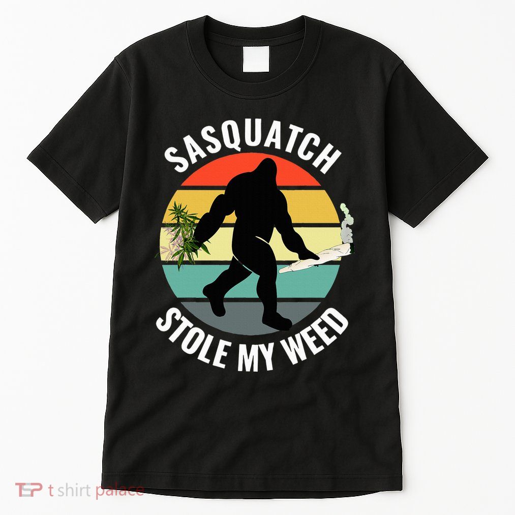 Funny Cannabis And Sci Fi 420 Sasquatch Stole My Weed Tall T-Shirt