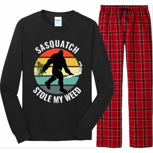 Funny Cannabis And Sci Fi 420 Sasquatch Stole My Weed Long Sleeve Pajama Set