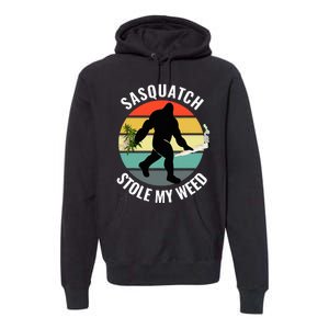 Funny Cannabis And Sci Fi 420 Sasquatch Stole My Weed Premium Hoodie