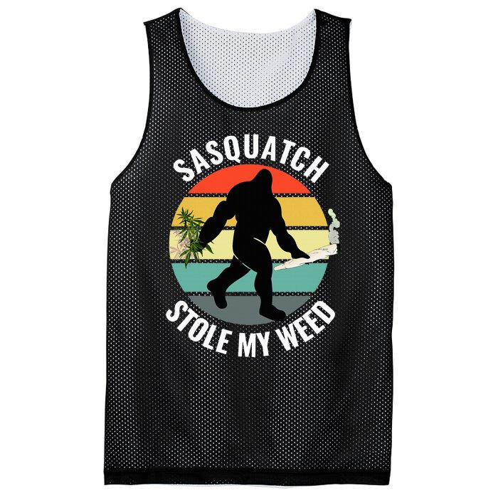 Funny Cannabis And Sci Fi 420 Sasquatch Stole My Weed Mesh Reversible Basketball Jersey Tank