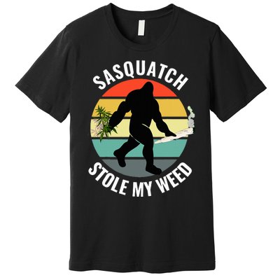 Funny Cannabis And Sci Fi 420 Sasquatch Stole My Weed Premium T-Shirt