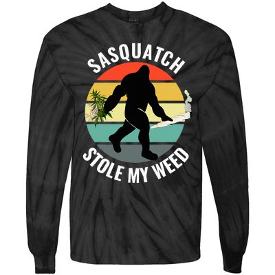 Funny Cannabis And Sci Fi 420 Sasquatch Stole My Weed Tie-Dye Long Sleeve Shirt