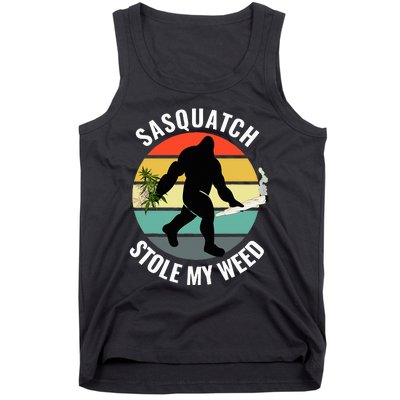 Funny Cannabis And Sci Fi 420 Sasquatch Stole My Weed Tank Top