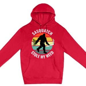 Funny Cannabis And Sci Fi 420 Sasquatch Stole My Weed Premium Pullover Hoodie