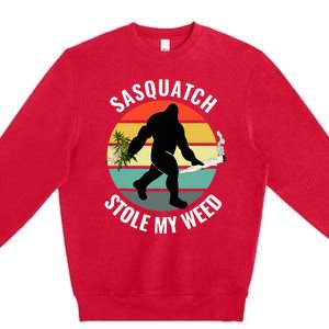 Funny Cannabis And Sci Fi 420 Sasquatch Stole My Weed Premium Crewneck Sweatshirt