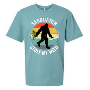 Funny Cannabis And Sci Fi 420 Sasquatch Stole My Weed Sueded Cloud Jersey T-Shirt