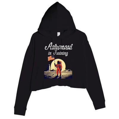 Funny Cosmic Astronaut in Training for Space Missions Crop Fleece Hoodie