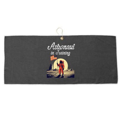Funny Cosmic Astronaut in Training for Space Missions Large Microfiber Waffle Golf Towel