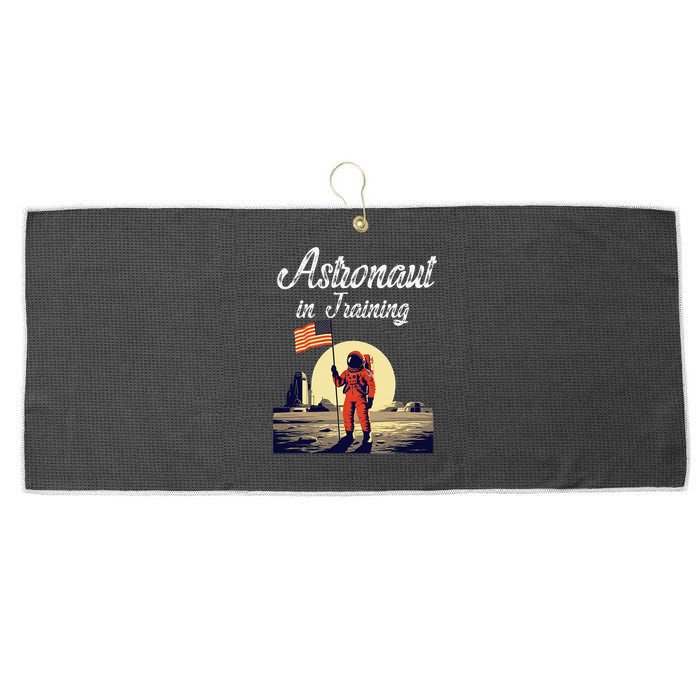 Funny Cosmic Astronaut in Training for Space Missions Large Microfiber Waffle Golf Towel