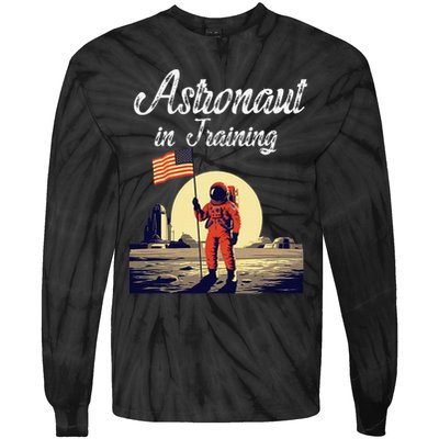 Funny Cosmic Astronaut in Training for Space Missions Tie-Dye Long Sleeve Shirt