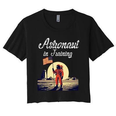 Funny Cosmic Astronaut in Training for Space Missions Crop Top