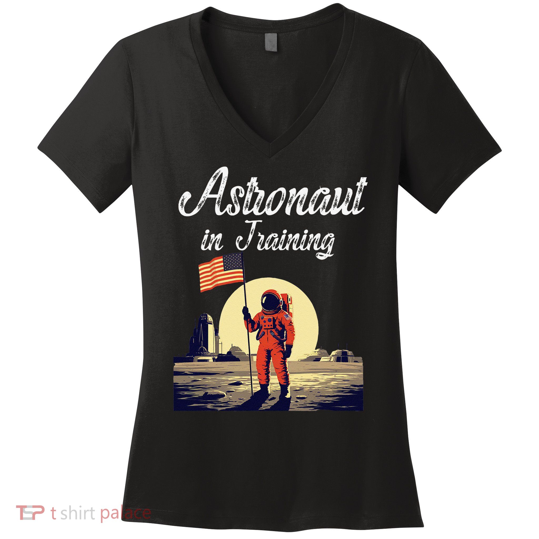 Funny Cosmic Astronaut in Training for Space Missions Women's V-Neck T-Shirt