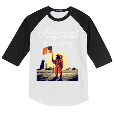 Funny Cosmic Astronaut in Training for Space Missions Kids Colorblock Raglan Jersey