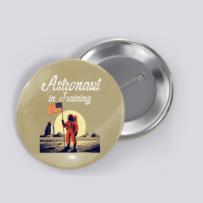 Funny Cosmic Astronaut in Training for Space Missions Button