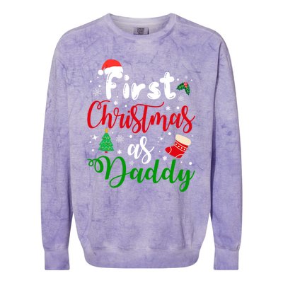 First Christmas As Daddy New Parents Christmas Xmas Dad Great Gift Colorblast Crewneck Sweatshirt