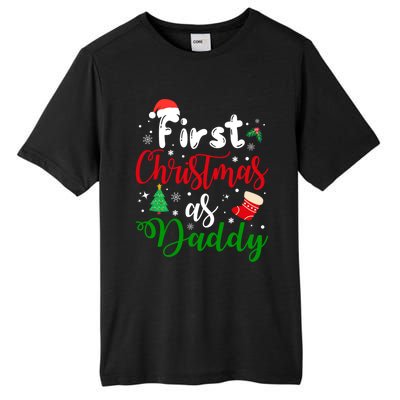 First Christmas As Daddy New Parents Christmas Xmas Dad Great Gift Tall Fusion ChromaSoft Performance T-Shirt