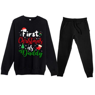 First Christmas As Daddy New Parents Christmas Xmas Dad Great Gift Premium Crewneck Sweatsuit Set