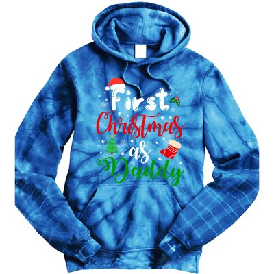 First Christmas As Daddy New Parents Christmas Xmas Dad Great Gift Tie Dye Hoodie