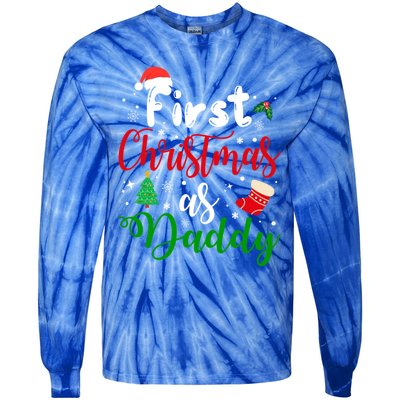 First Christmas As Daddy New Parents Christmas Xmas Dad Great Gift Tie-Dye Long Sleeve Shirt