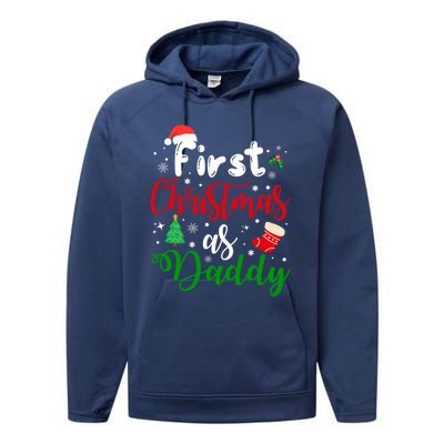 First Christmas As Daddy New Parents Christmas Xmas Dad Great Gift Performance Fleece Hoodie