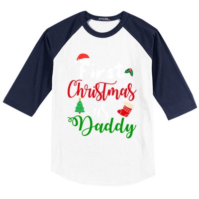 First Christmas As Daddy New Parents Christmas Xmas Dad Great Gift Baseball Sleeve Shirt