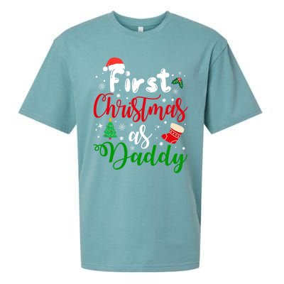 First Christmas As Daddy New Parents Christmas Xmas Dad Great Gift Sueded Cloud Jersey T-Shirt