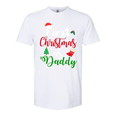 First Christmas As Daddy New Parents Christmas Xmas Dad Great Gift Softstyle® CVC T-Shirt