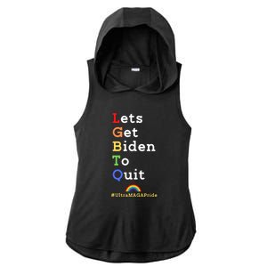 Funny Conservative Anti Biden LGBTQ Pride Ladies PosiCharge Tri-Blend Wicking Draft Hoodie Tank