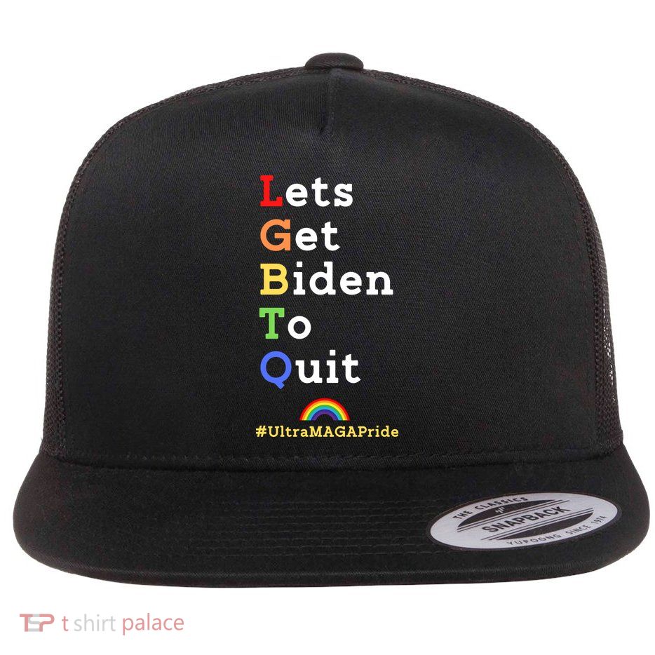 Funny Conservative Anti Biden LGBTQ Pride Flat Bill Trucker Hat