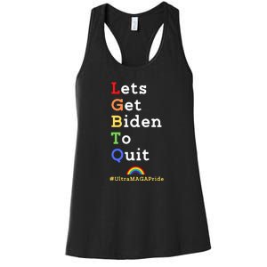 Funny Conservative Anti Biden LGBTQ Pride Women's Racerback Tank