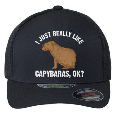 Funny Capybara Art For Rodent Capybara Lover Flexfit Unipanel Trucker Cap