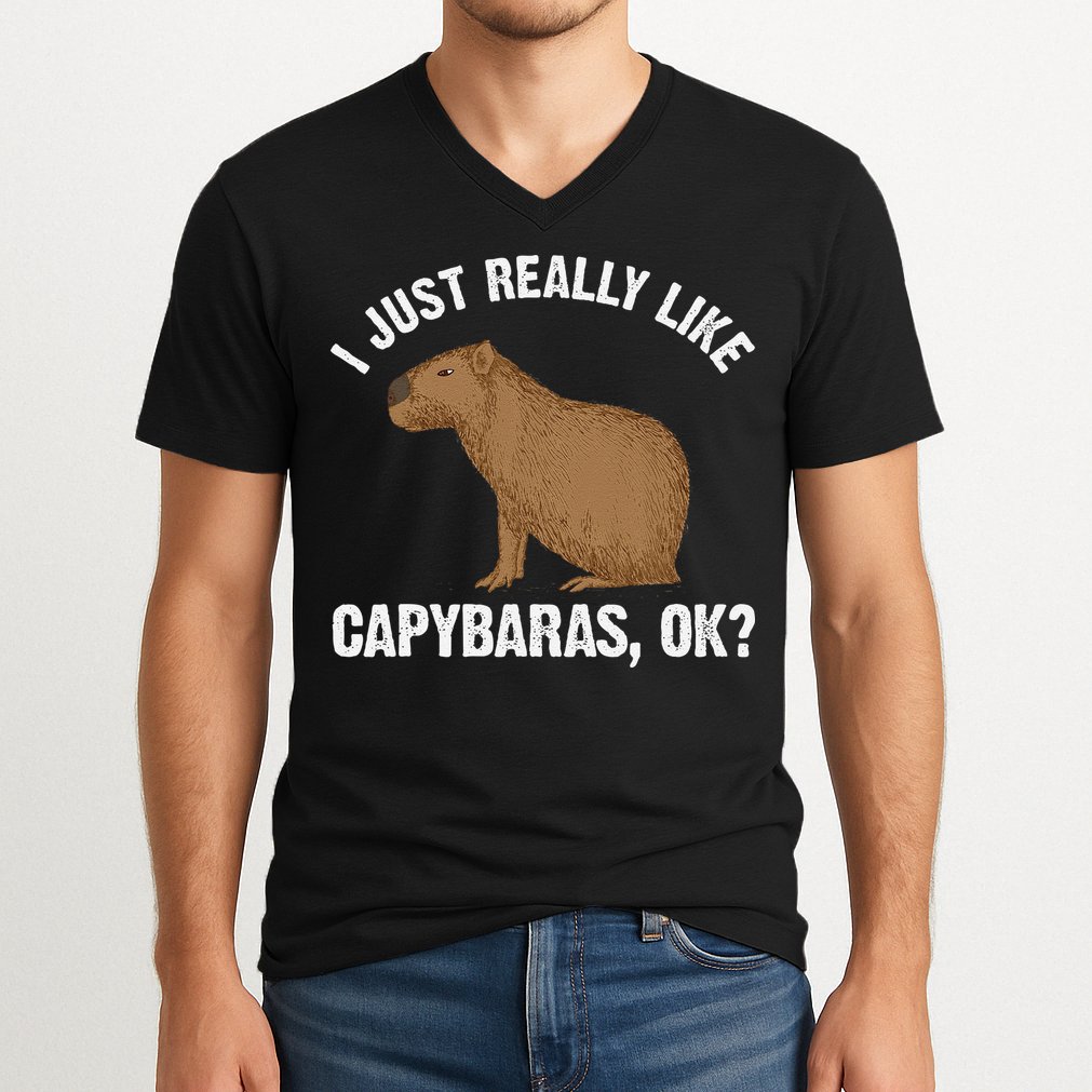 Funny Capybara Art For Rodent Capybara Lover V-Neck T-Shirt