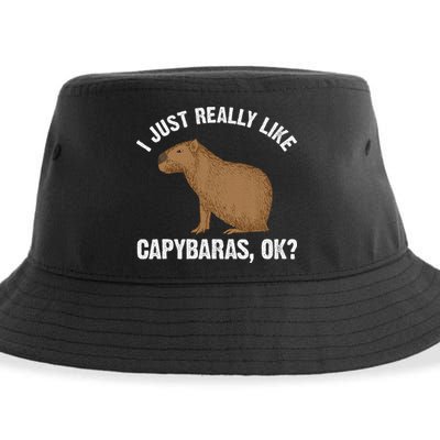 Funny Capybara Art For Rodent Capybara Lover Sustainable Bucket Hat