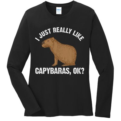 Funny Capybara Art For Rodent Capybara Lover Ladies Long Sleeve Shirt