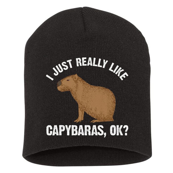 Funny Capybara Art For Rodent Capybara Lover Short Acrylic Beanie