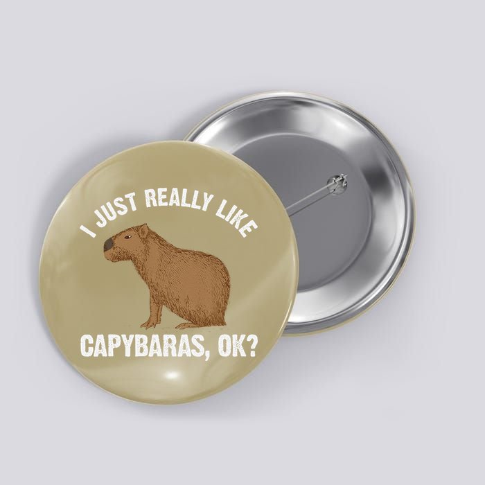 Funny Capybara Art For Rodent Capybara Lover Button