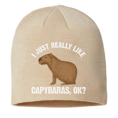 Funny Capybara Art For Rodent Capybara Lover Sustainable Beanie