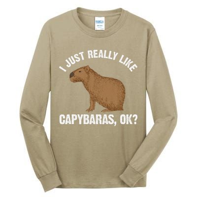 Funny Capybara Art For Rodent Capybara Lover Tall Long Sleeve T-Shirt