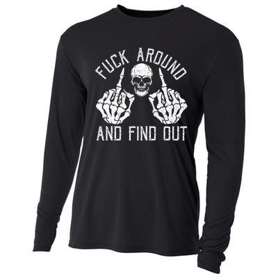 F Ck Around And Find Out Skeleton Fuckin Hand Skull Cooling Performance Long Sleeve Crew