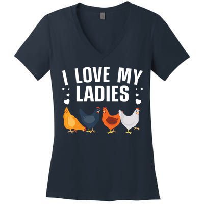 Funny Chicken Art Men Women Ladies Chicken Farmer Whisperer Women's V-Neck T-Shirt