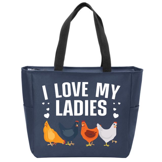 Funny Chicken Art Men Women Ladies Chicken Farmer Whisperer Zip Tote Bag