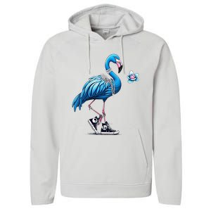 Flamingo Chucks And Pearls Comma La Kamala Harris 2024 Performance Fleece Hoodie