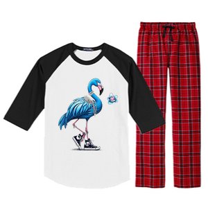 Flamingo Chucks And Pearls Comma La Kamala Harris 2024 Raglan Sleeve Pajama Set