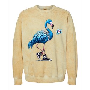 Flamingo Chucks And Pearls Comma La Kamala Harris 2024 Colorblast Crewneck Sweatshirt